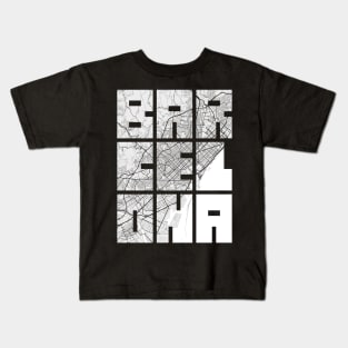 Barcelona, Spain City Map Typography - Light Kids T-Shirt